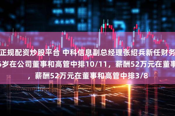 正规配资炒股平台 中科信息副总经理张绍兵新任财务负责人，年龄46岁在公司董事和高管中排10/11，薪酬52万元在董事和高管中排3/8